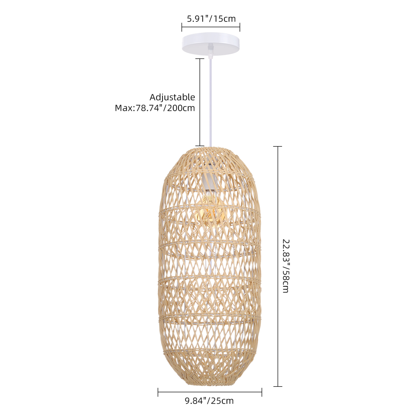 Bohemian Rattan Pendant Light for Dining Room