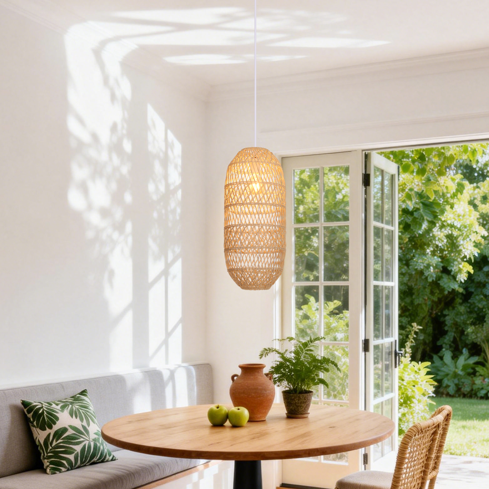 Bohemian Rattan Pendant Light for Dining Room