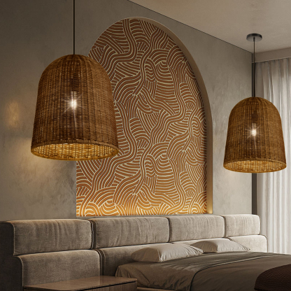 labpiecesign pastoral style retro decorated bamboo pendant light-labpiecesign