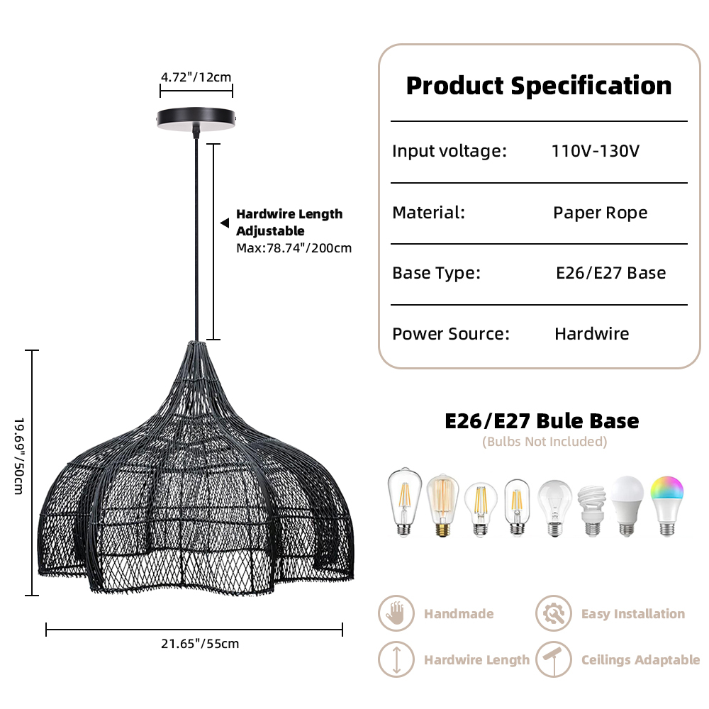 Wicker Pendant Shade outdoor rattan lamp 