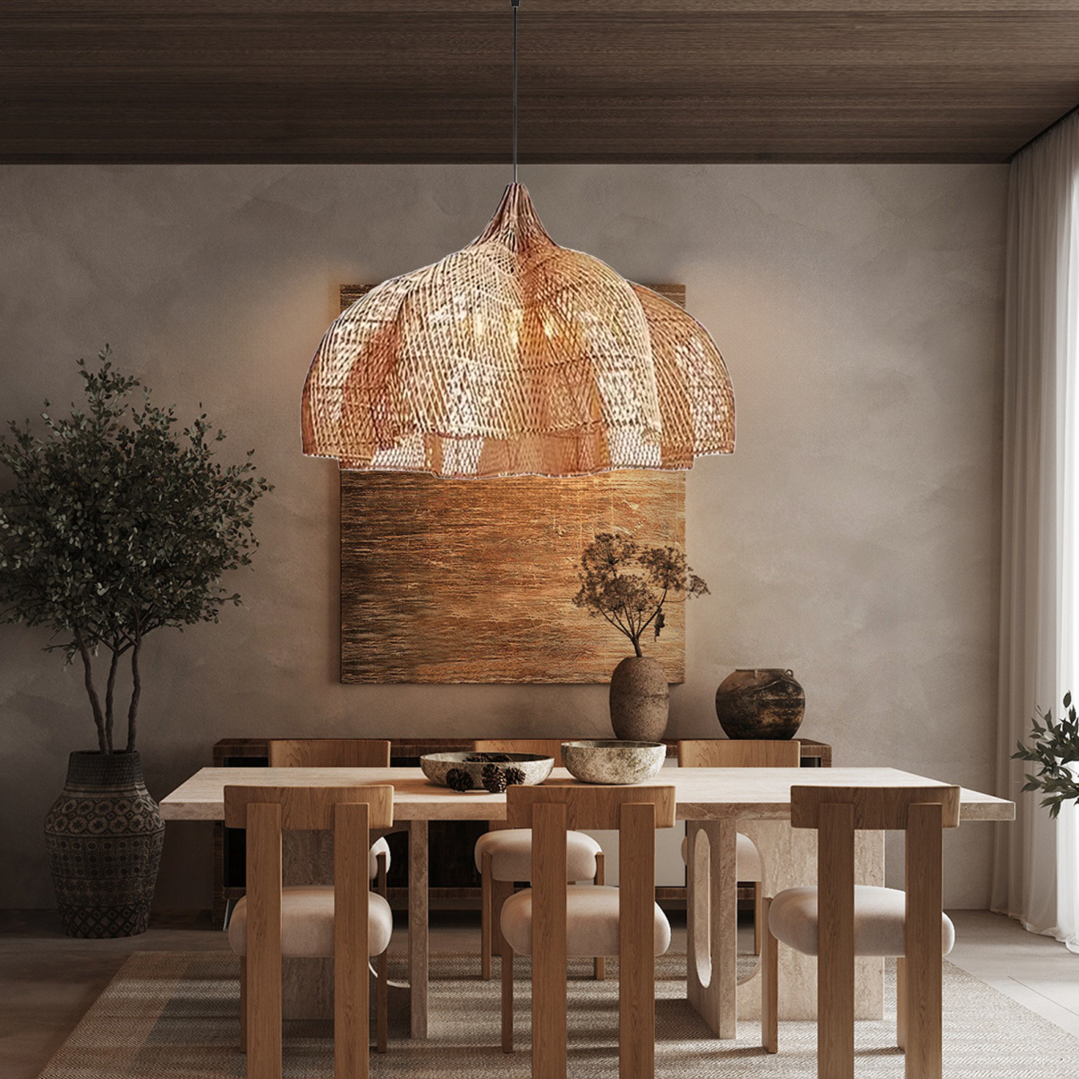Artisan Handwoven Rattan Pendant Light & Shade – LabPieceSign