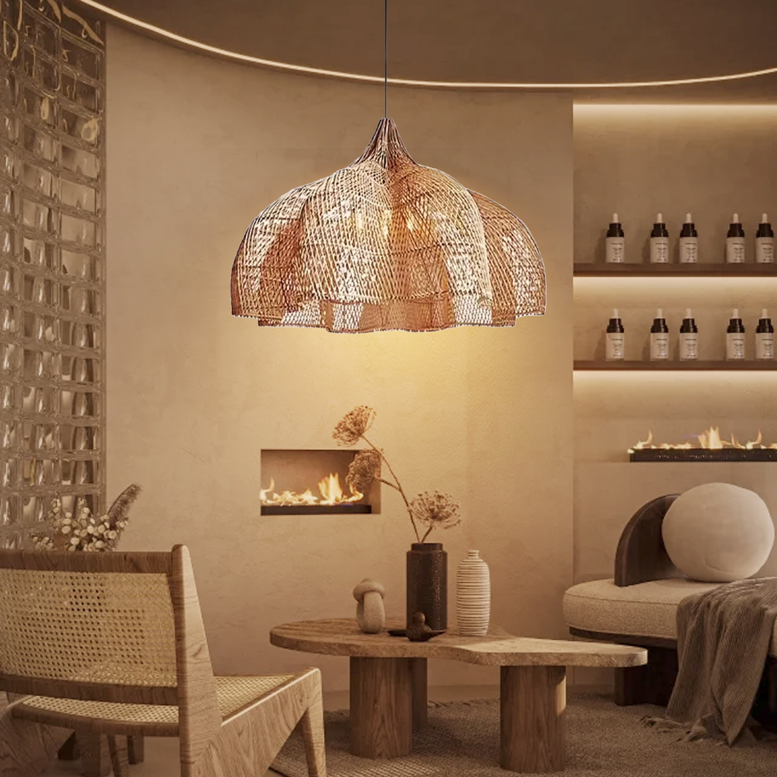 Wicker Pendant Shade outdoor rattan lamp 