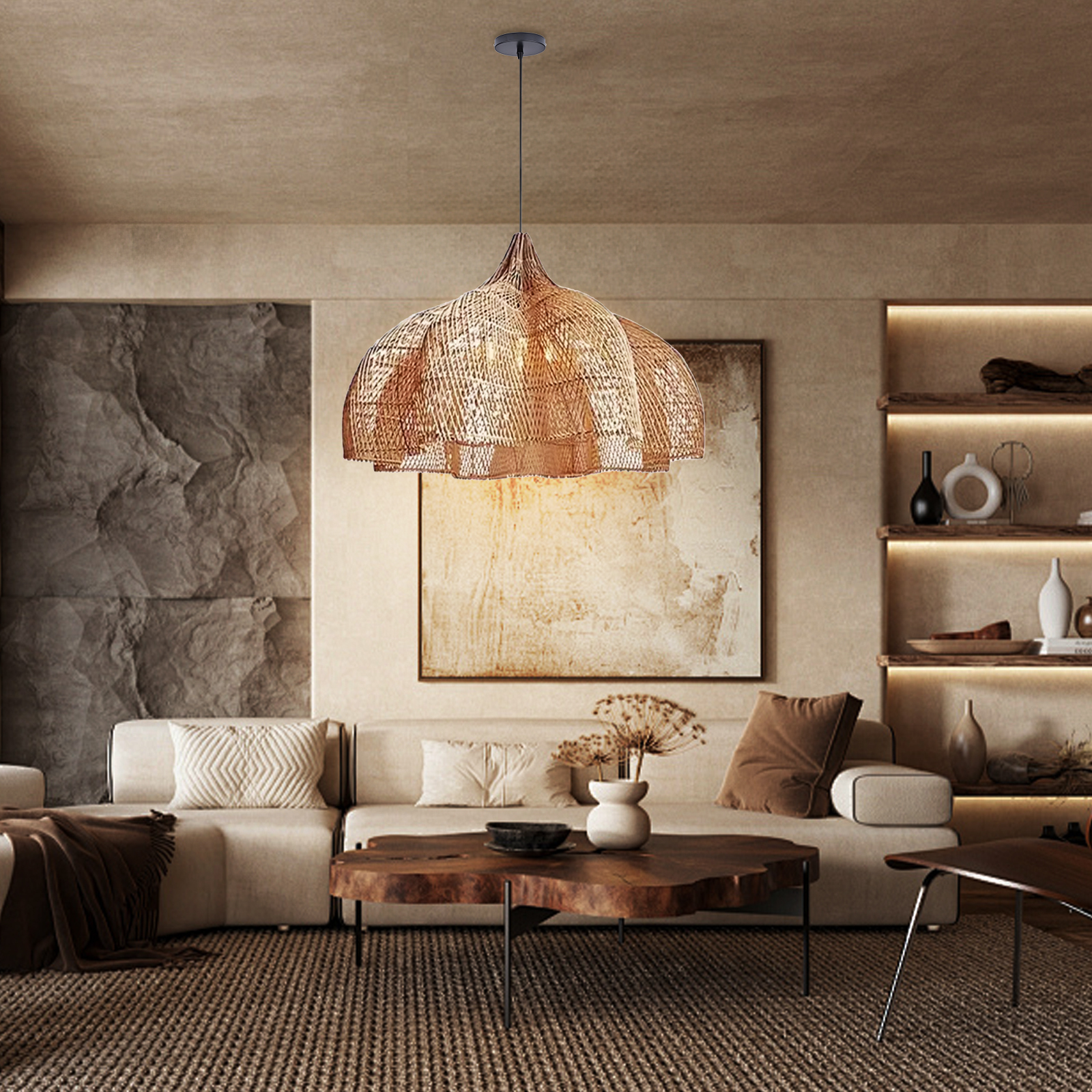 Wicker Pendant Shade outdoor rattan lamp 