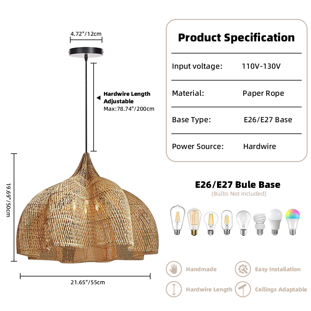 Wicker Pendant Shade outdoor rattan lamp 