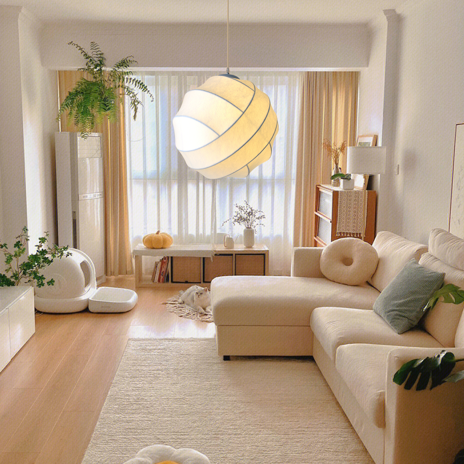 Silkworm Intentional Modern Lantern Cocoon Pendant Lamp -labpiecesign