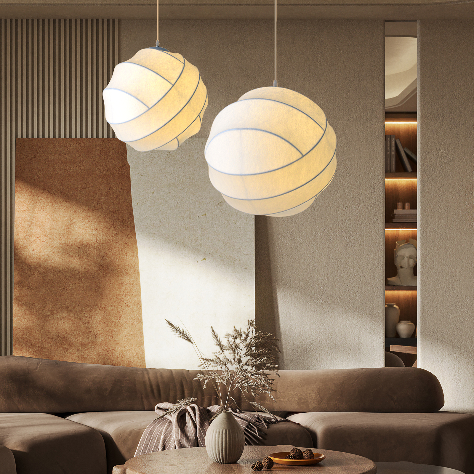 Silkworm Intentional Modern Lantern Cocoon Pendant Lamp -labpiecesign