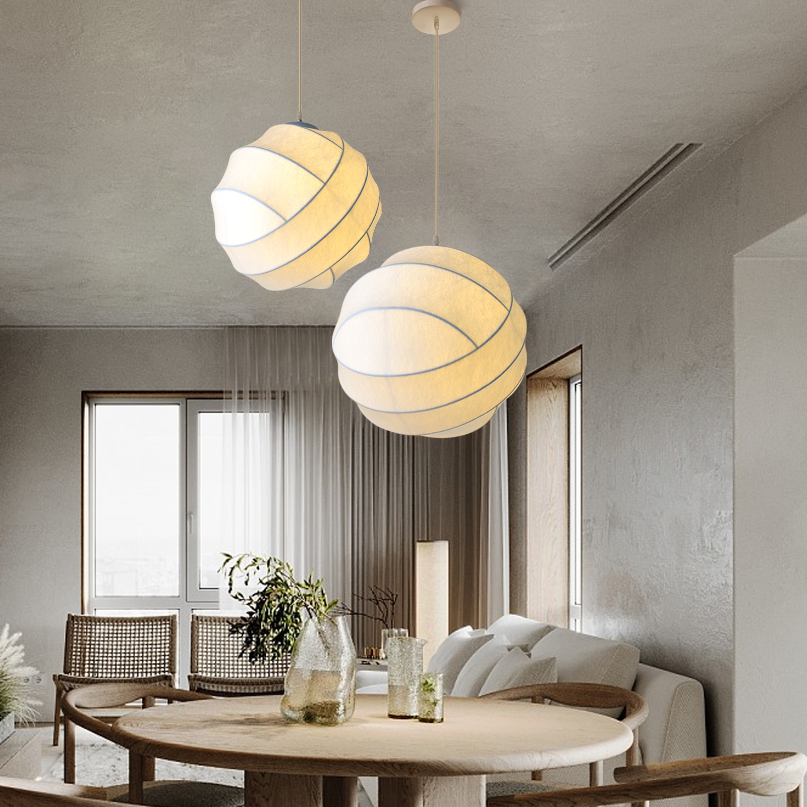 Silkworm Intentional Modern Lantern Cocoon Pendant Lamp -labpiecesign