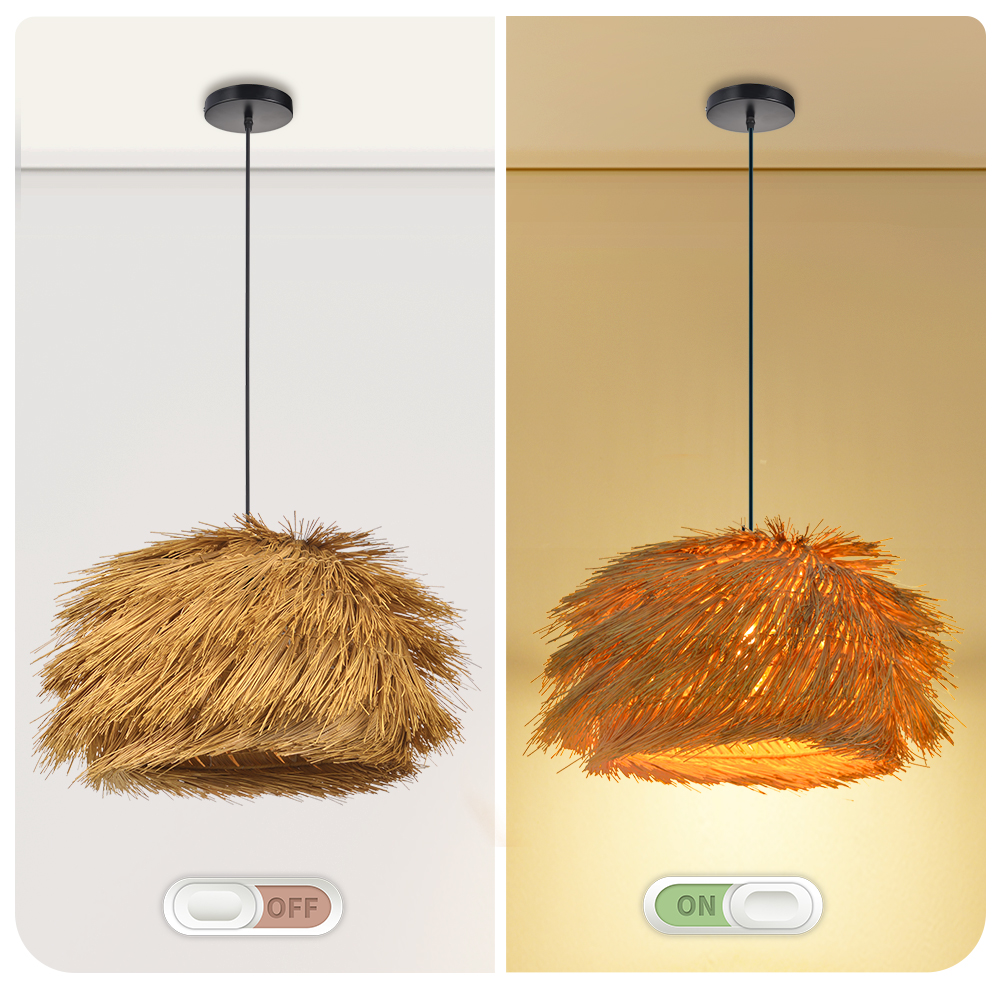 Japanese Style Vintage Grass Light Chandelier Rattan Pendant Light