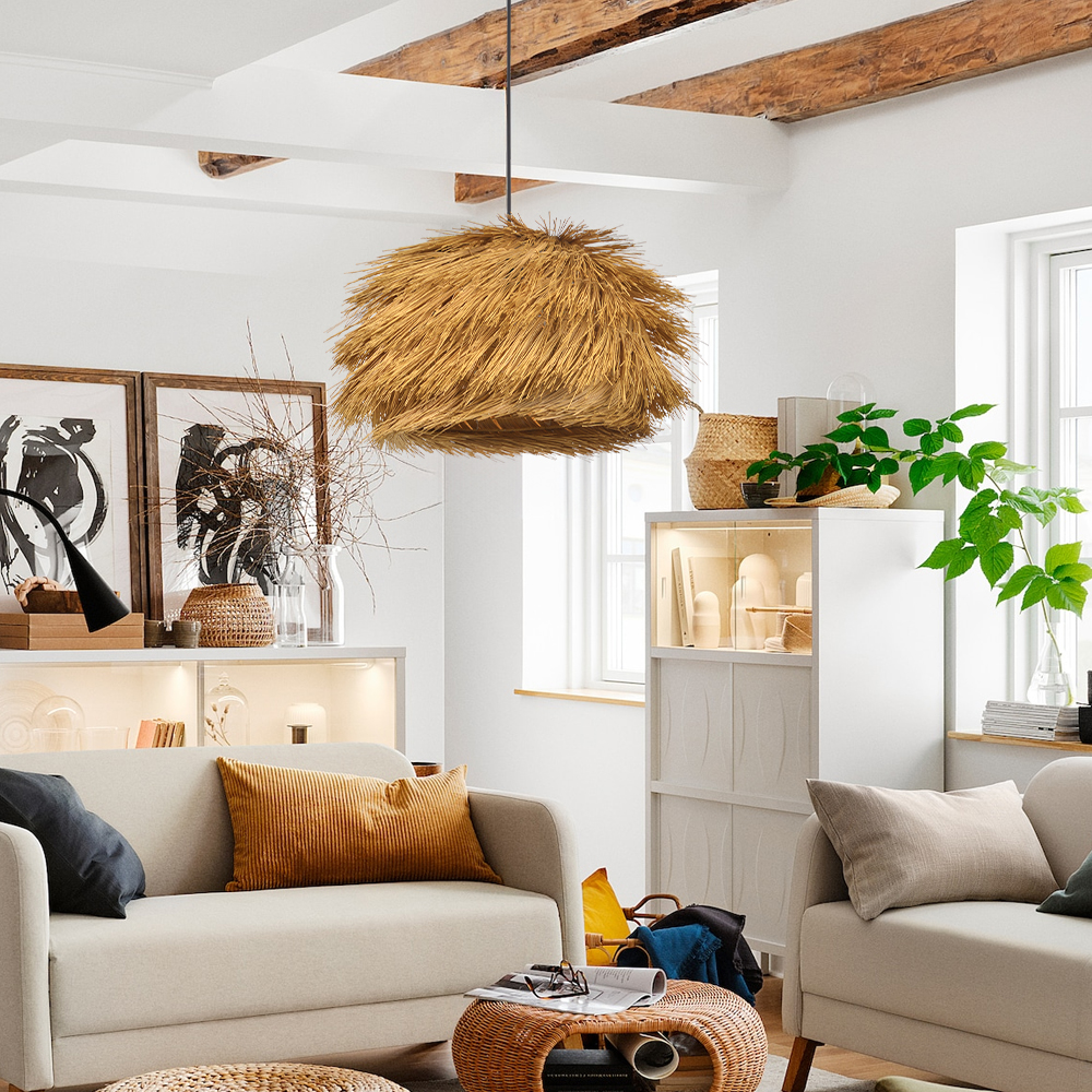 Japanese Style Vintage Grass Light Chandelier Rattan Pendant Light