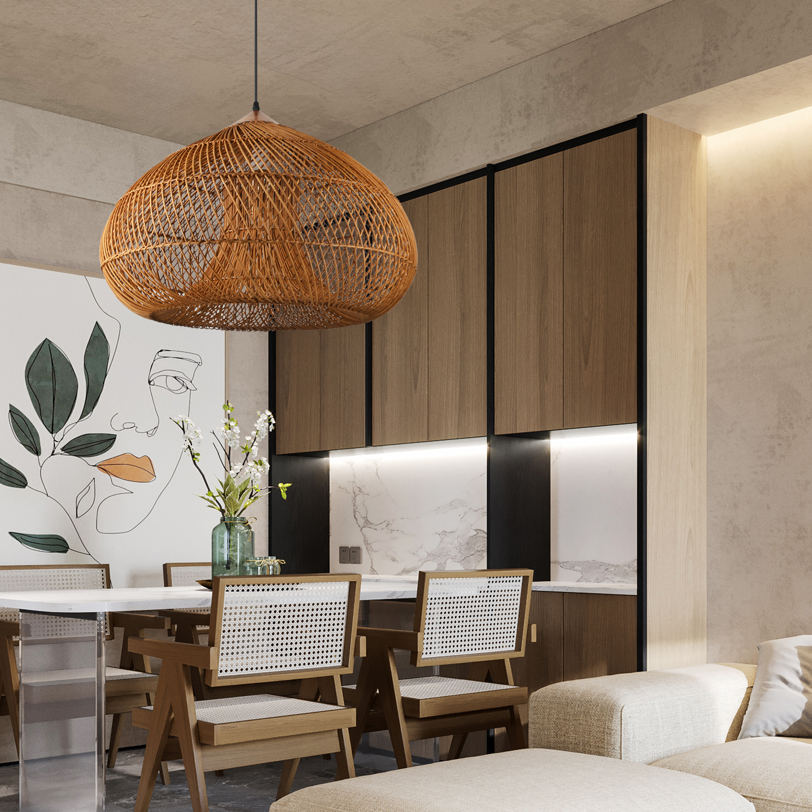 Japandi Lighting Wabi-sabi Style Bright Drum Lamp Pendant lampshade-labpiecesign