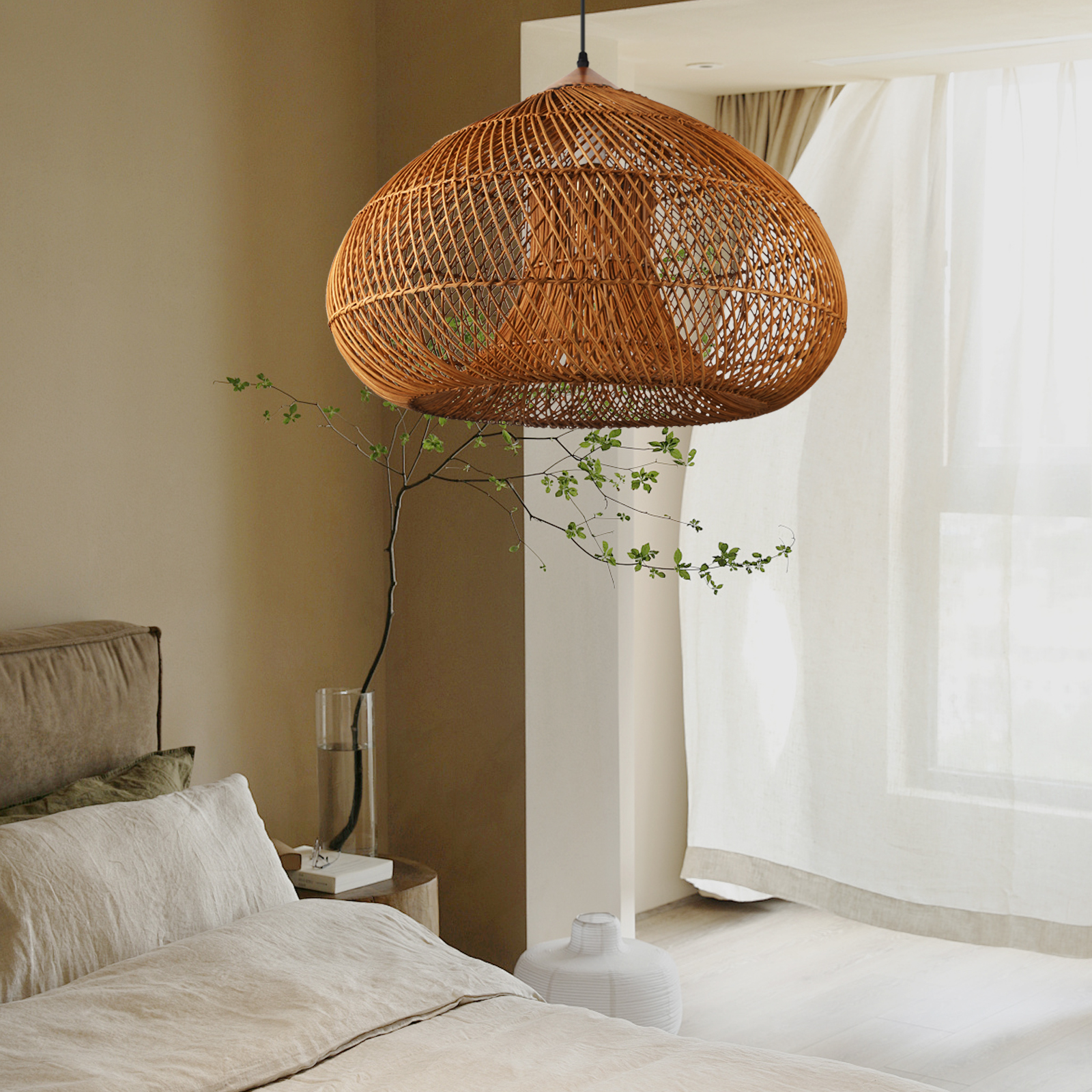 Japandi Lighting Wabi-sabi Style Bright Drum Lamp Pendant lampshade-labpiecesign