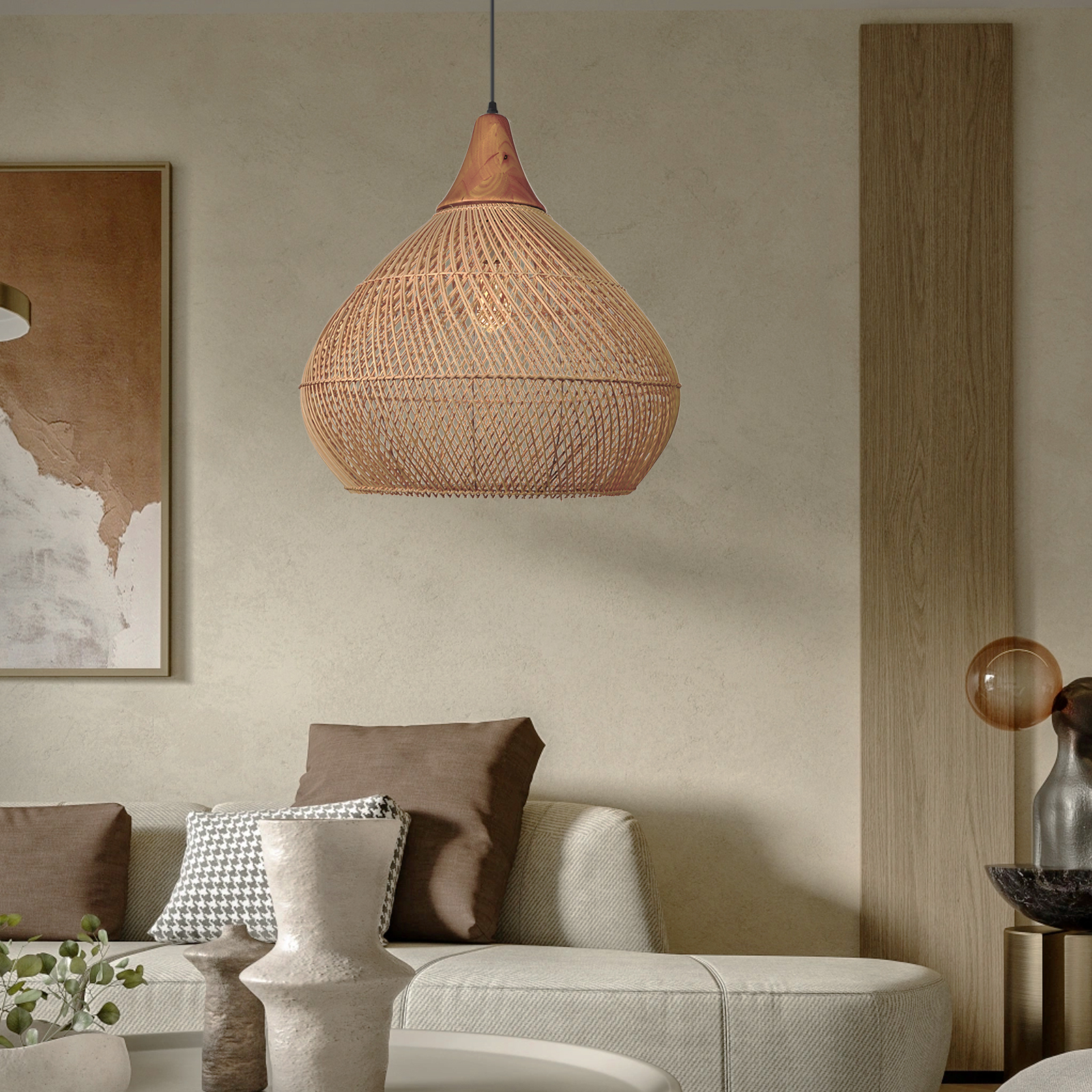 Japandi Lighting Wabi-sabi Style Bright Drum Lamp Pendant lampshade-labpiecesign