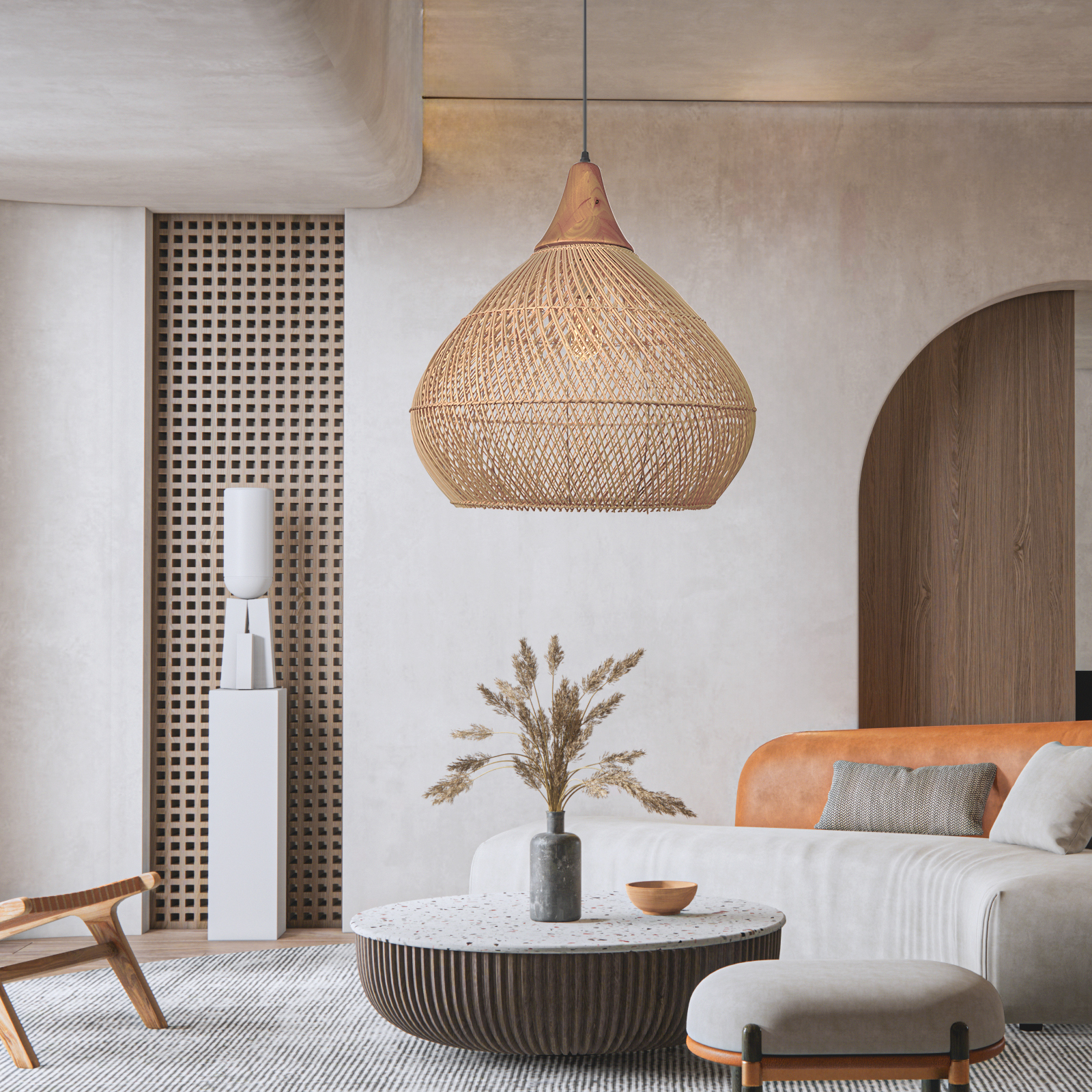 Japandi Lighting Wabi-sabi Style Bright Drum Lamp Pendant lampshade-labpiecesign