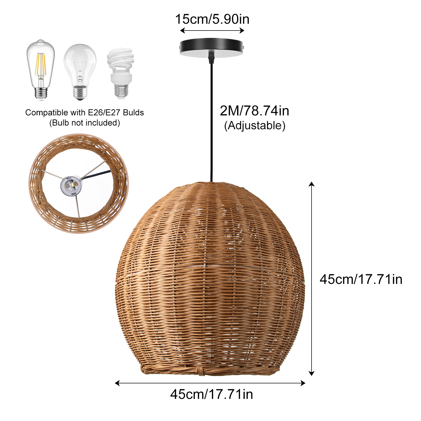 Wabi-sabi  Pendant Light Japanese Rattan Pendant lamp-labpiecesign