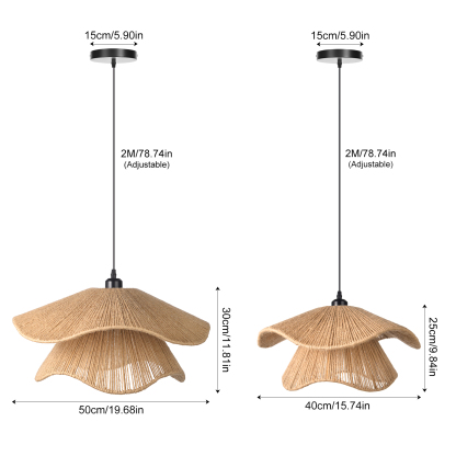 Double layer hemp rope umbrella pendant light-labpiecesign