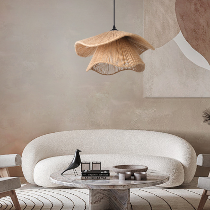 Double layer hemp rope umbrella pendant light-labpiecesign