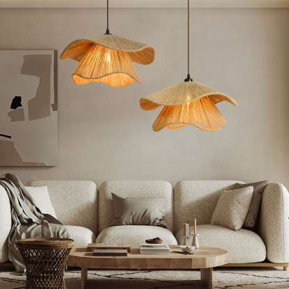 Double layer hemp rope umbrella pendant light-labpiecesign