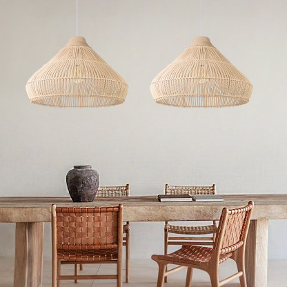 Wabi sabi Solid wood rattan pendant light-labpiecesign