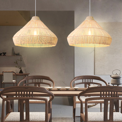 Wabi sabi Solid wood rattan pendant light-labpiecesign
