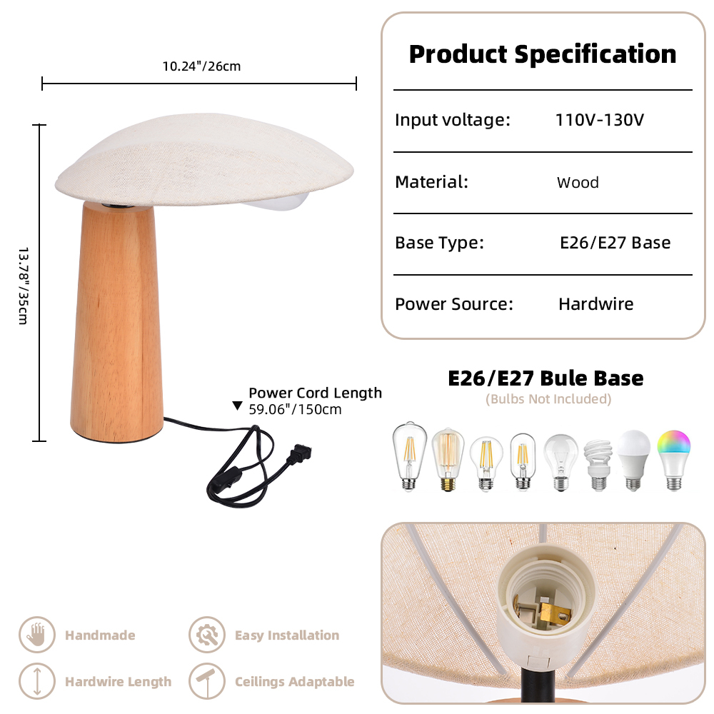 Wabi-sabi Table Lamp Simple Solid Wood Bedroom Bedside Desk Lamp