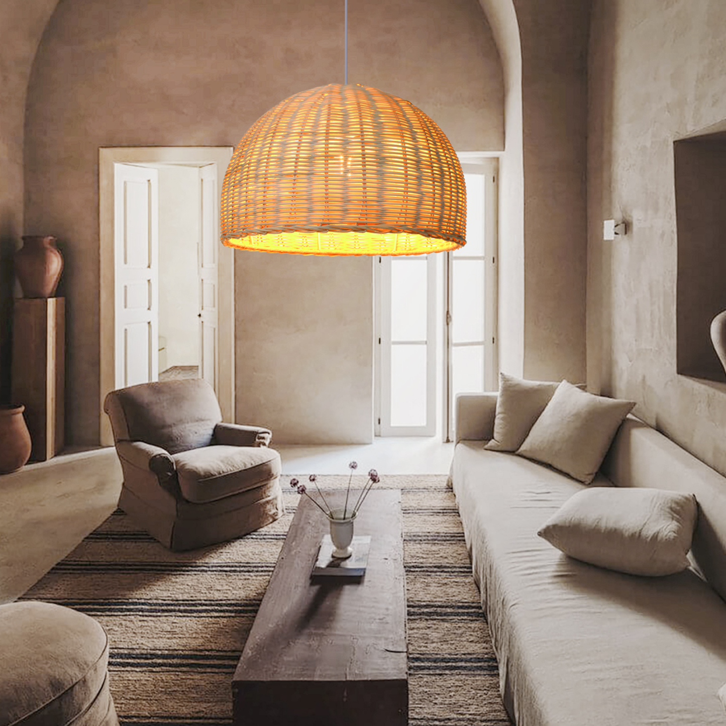 Classic basket rattan pendant light-labpiecesign