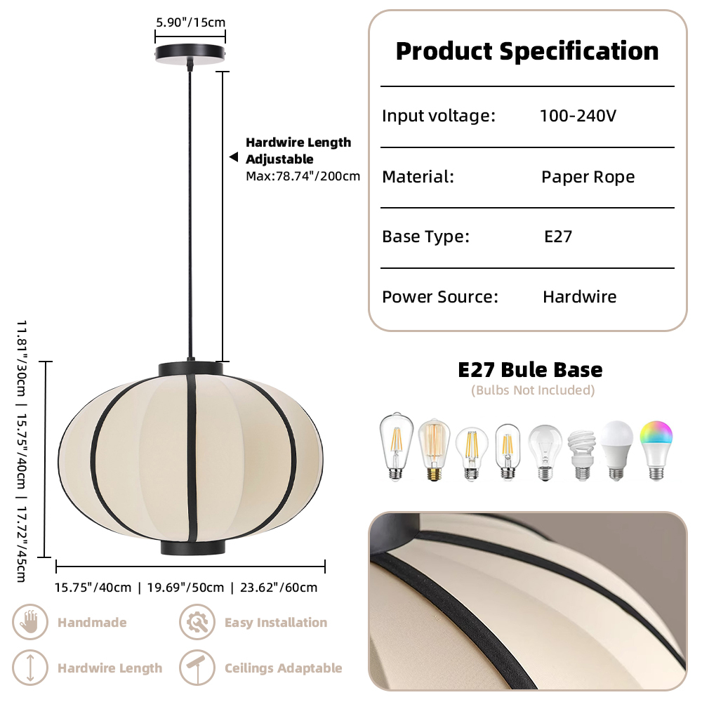 Modern Oriental Lantern Pendant Lamp Japanese Hanging Light