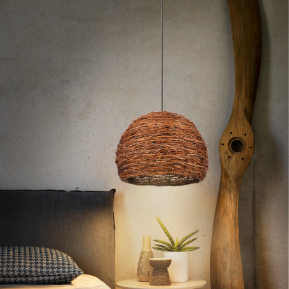 Wabi-sabi style high quality rattan retro pendant light-labpiecesign