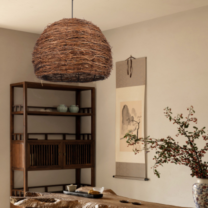 Wabi-sabi style high quality rattan retro pendant light-labpiecesign