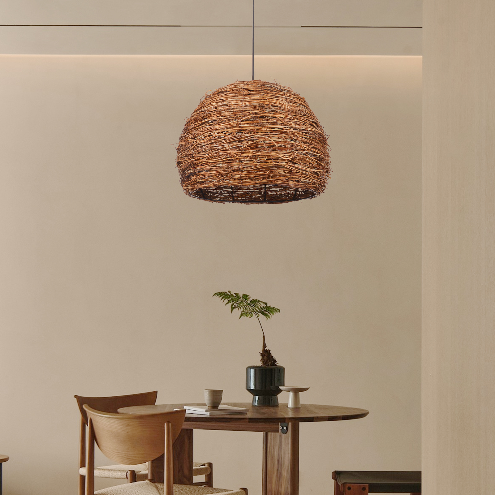 Wabi-sabi style high quality rattan retro pendant light-labpiecesign