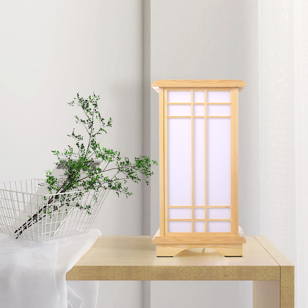 Retro Floor Lamp Rectangular Wooden Tatami Table Lamp For Bedroom