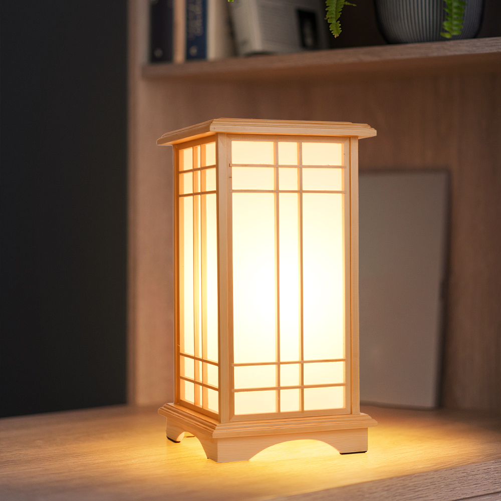 Retro Floor Lamp Rectangular Wooden Tatami Table Lamp For Bedroom