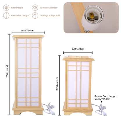 Retro Floor Lamp Rectangular Wooden Tatami Table Lamp For Bedroom
