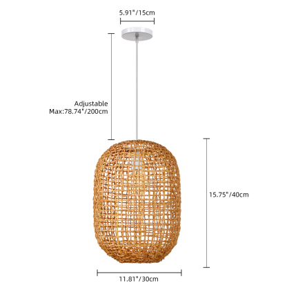 Coastal Style Natural Corn Straw Rope Netted Pendant light-labpiecesign