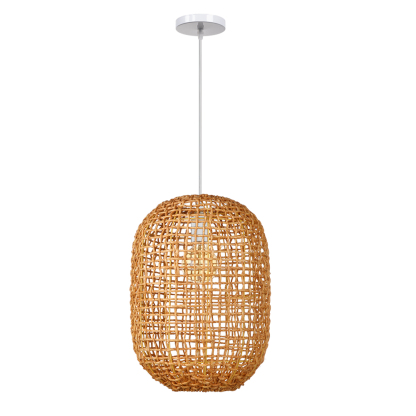 Coastal Style Natural Corn Straw Rope Netted Pendant light-labpiecesign