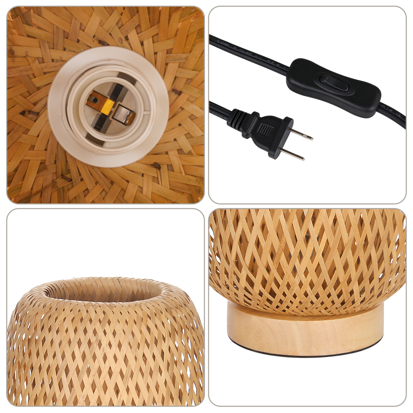 Japanese Bamboo Woven Table Lamp for Bedside