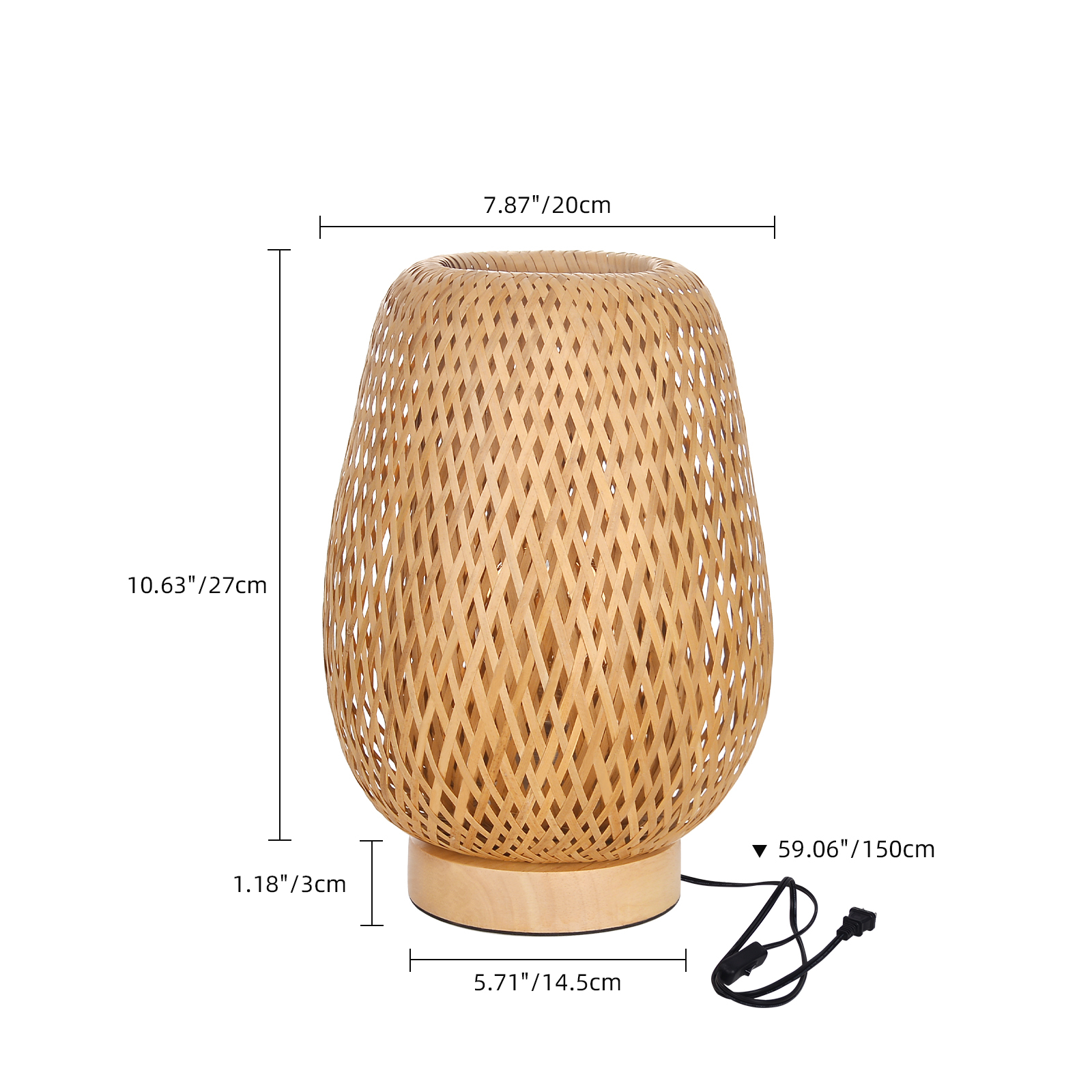Japanese Bamboo Woven Table Lamp for Bedside