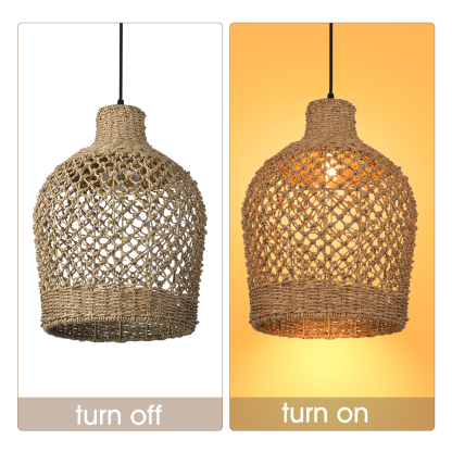 Bohemian style Straw rope hollow pendant light-labpiecesign