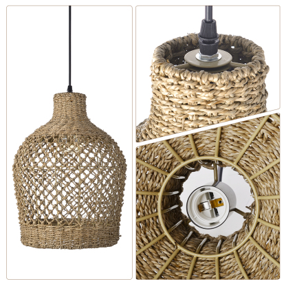 Bohemian style Straw rope hollow pendant light-labpiecesign