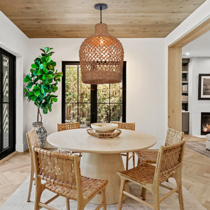 Bohemian style Straw rope hollow pendant light-labpiecesign