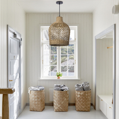 Bohemian style Straw rope hollow pendant light-labpiecesign