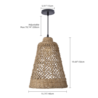 Hand-woven hollow dining room straw rope pendant light-labpiecesign