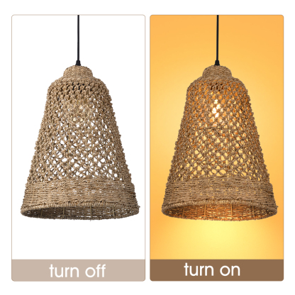 Hand-woven hollow dining room straw rope pendant light-labpiecesign