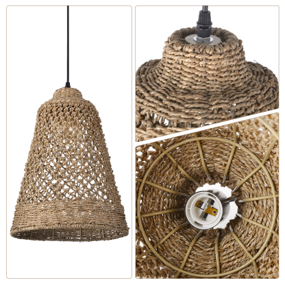 Hand-woven hollow dining room straw rope pendant light-labpiecesign