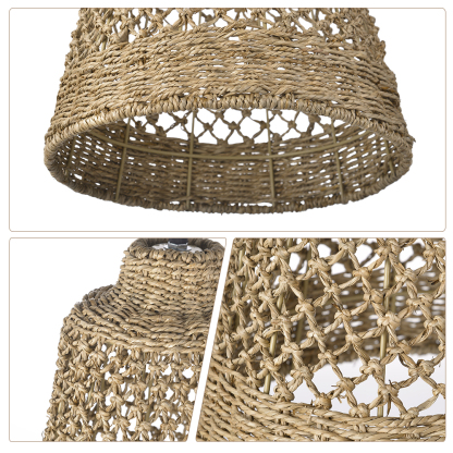 Hand-woven hollow dining room straw rope pendant light-labpiecesign