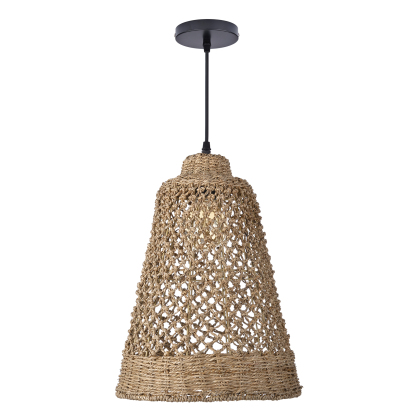 Hand-woven hollow dining room straw rope pendant light-labpiecesign