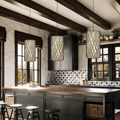 Japanese acrylic creative rattan pattern pendant light-labpiecesign
