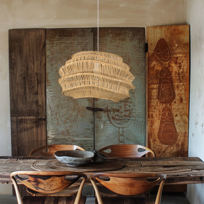 Herringbone Weave Rattan Pendant Light-labpiecesign