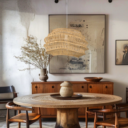Herringbone Weave Rattan Pendant Light-labpiecesign