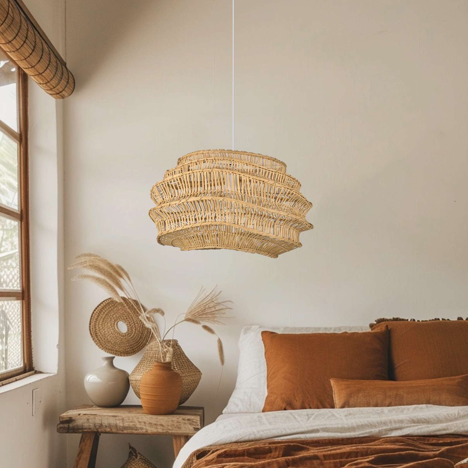 Herringbone Weave Rattan Pendant Light-labpiecesign