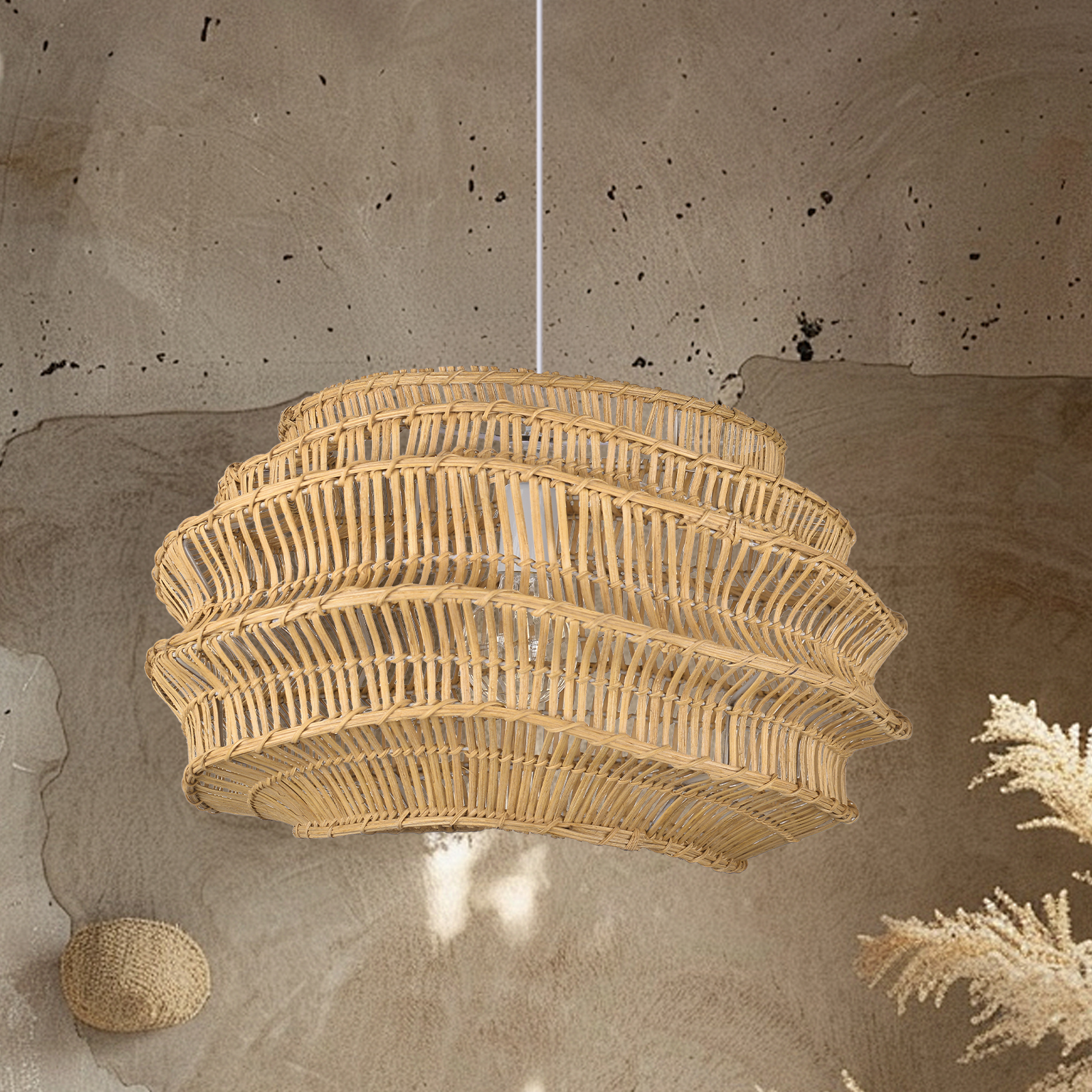Herringbone Weave Rattan Pendant Light-labpiecesign